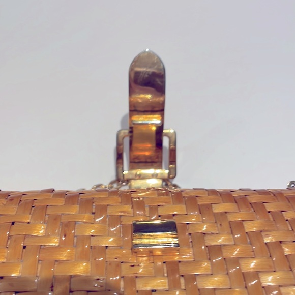 Rodo Italy Vintage Wicker (glazed Rattan) Bag - gold hardware, leather lined - Picture 5 of 11